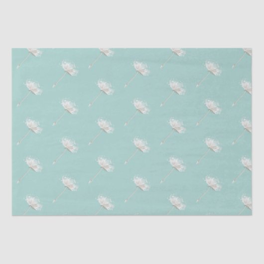 シックなミントホワイトダンデリオンフラワー 薄葉紙 (正面)