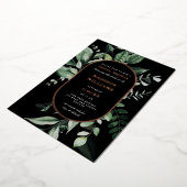 シックなムーディボタニカルフレームブライダルシャワー実在 箔招待状 (回転した状態)