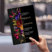 シックなムーディーズ花模様結婚式招待状 招待状