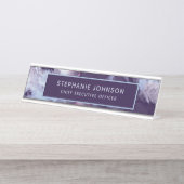 シックなムーディ抽象芸術パープルブルーボスレディCEO デスクネームプレート (正面)