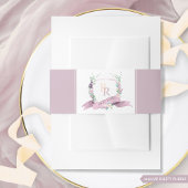 シックなムーヴダスティパープルパステルモノグラムの結婚ズ 招待状ベリーバンド