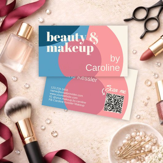 シックなムーヴ赤面ピンクライトブルーティール(緑がかった色)アートパターン 名刺