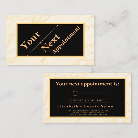 シックなメイクアップアーティストヘアサロンアポイントメントカード 名刺 (正面/裏面)