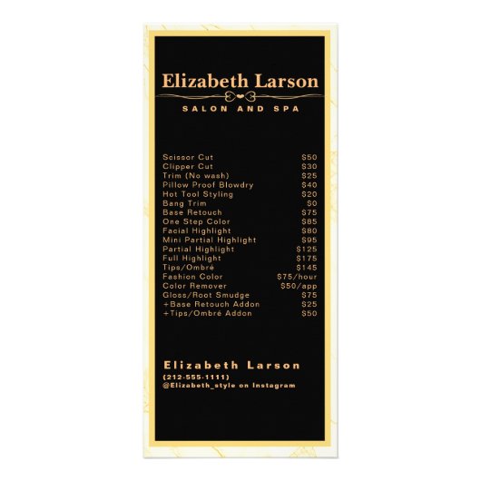 シックなメイクアップアーティストヘアサロンラックカード ラックカード (正面)