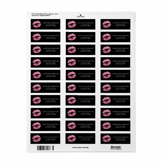 シックなメイクアップアーティスト赤面ピンクグリッターリップ ラベル (フルシート)