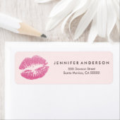 シックなメイクアップアーティスト赤面ライトピンクグリッターリップ ラベル (インサイチュ)