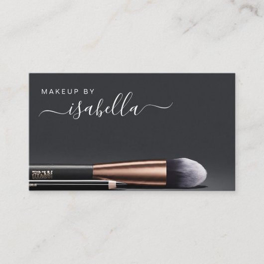 シックなメイクアップアーティストQRコードブラック 名刺 (正面)