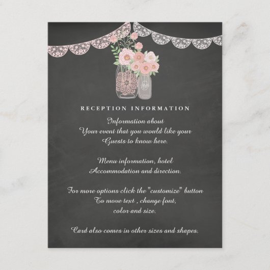 シックなメイソンジャー&シャルボ結婚ードの挿入カード エンクロージャーカード (正面)