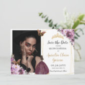 シックなメイヴプラムパープルフローラキンセアニラフォトサ セーブザデート (スタンド正面)