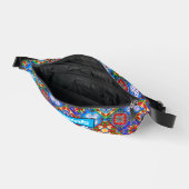 シックなメキシコのタラベラ青い紫色のタイルのモノグラム ファニーパック (見開き)