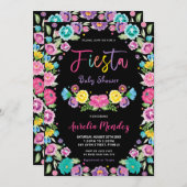シックなメキスペインのシコフローラフェスタベイビーシャワー 招待状 (正面/裏面)