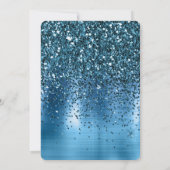 シックなメタリックアクアブルーグリッターブライダルシャワー 招待状 (裏面)