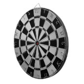 シックなメタリックシルバーとブラック ダーツボード (正面右)