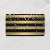 シックなメタリックストライプ金ゴールドホワイトドット 名刺 (裏面)