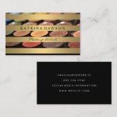 シックなメタリックストライプ金ゴールドメイクアップパレット 名刺 (正面/裏面)