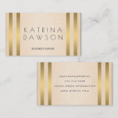 シックなメタリックストライプ金ゴールド |テクスチャの背景 名刺 (正面/裏面)