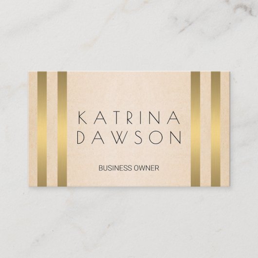 シックなメタリックストライプ金ゴールド |テクスチャの背景 名刺 (正面)