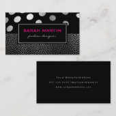 シックなメタリックドットパターンブラックラベル 名刺 (正面/裏面)