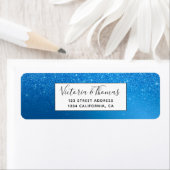 シックなメタリックブルーフォイルグリッター グラデーション ラベル (インサイチュ)