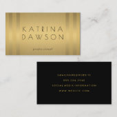 シックなメタリック金ゴールドと繊細なストライプ 名刺 (正面/裏面)