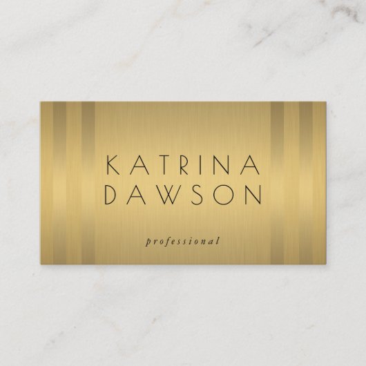 シックなメタリック金ゴールドと繊細なストライプ 名刺 (正面)