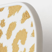 シックなメタリック金ゴールド&ホワイトレオパード印刷ガールズ ピックルボールラケット (左詳細)