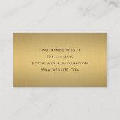 シックなメタリック金ゴールド 名刺 (裏面)