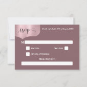 シックなメタルバラ金ゴールドピンクウェディングRSVPカード 出欠カード (正面)