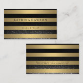 シックなメタル金ゴールドストライプ紙吹雪グロー 名刺 (正面/裏面)