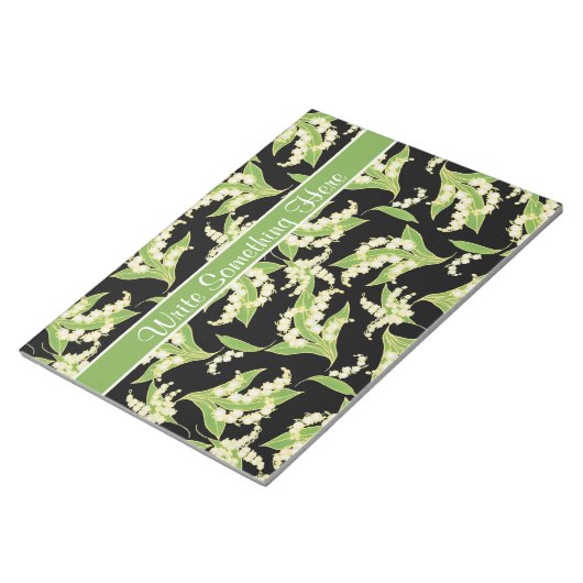 シックなメモ帳またはジョター：谷のリリー、黒 ノートパッド (アングル)