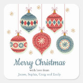 シックなメリークリスマスオーナメント パーソナライズされた スクエアシール (正面)