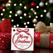 シックなメリークリスマススクリプトレッドリボンボウパーティー フェイバータグ