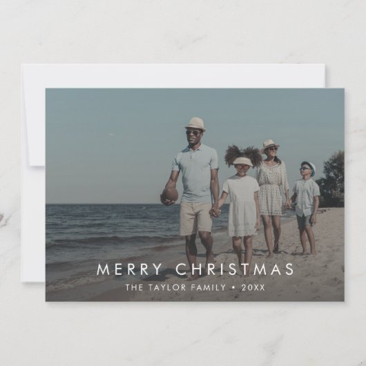 シックなメリークリスマスダークオーバーレイ写真 シーズンカード (正面)