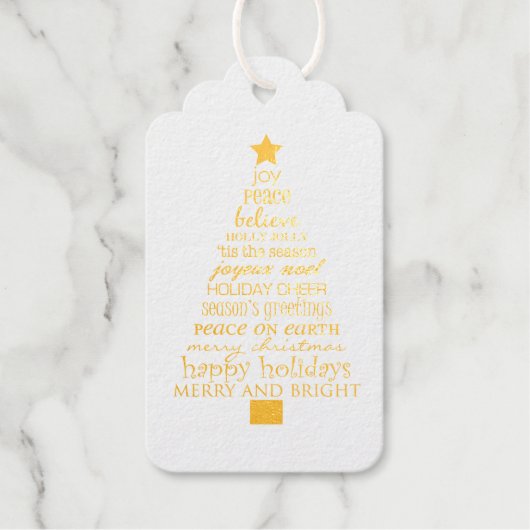 シックなメリークリスマスツリーワード ギフトタグ (正面)