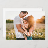 シックなメリークリスマスパーソナライズされた家族の写真 シーズンカード (正面/裏面)