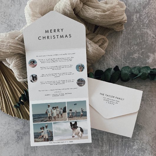 シックなメリークリスマス数々の写真ホリデーオールインオン オールインワン招待状
