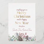 シックなメリークリスマス金ゴールド&ホワイトファミリー 箔シーズンカード (裏面)