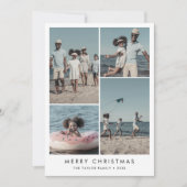 シックなメリークリスマス4フォトファミリー シーズンカード (正面)