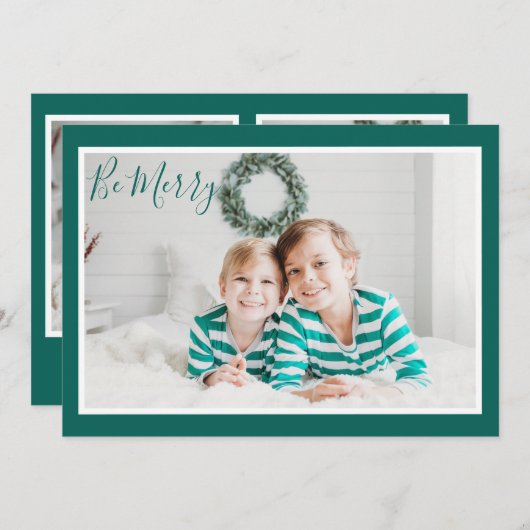 シックなメリーグモダンリーンクリスマス シーズンカード (正面/裏面)