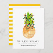 シックなメレカリキマカパイナップルハワイアンクリスマス シーズンカード (正面/裏面)