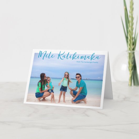 シックなメレカリキマカビーチクリスマスフォトフォールディング シーズンカード (正面)