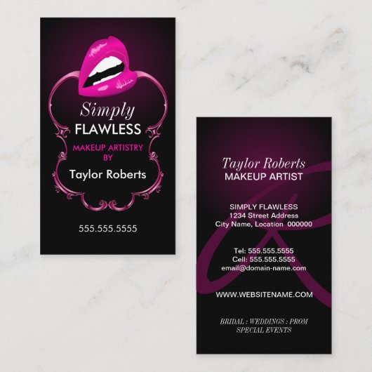 シックなメーキャップアーティスト 名刺 (正面/裏面)