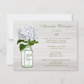 シックなメーソンジャー及び白いアジサイの誕生会 招待状 (裏面)