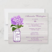 シックなメーソンジャー及び紫色のアジサイの誕生会 招待状 (裏面)
