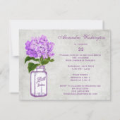 シックなメーソンジャー及び紫色のアジサイの誕生会 招待状 (裏面)