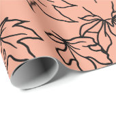 シックなメープルリーフの輪郭カスタムのカラーギフト ラッピングペーパー (ロールコーナー)