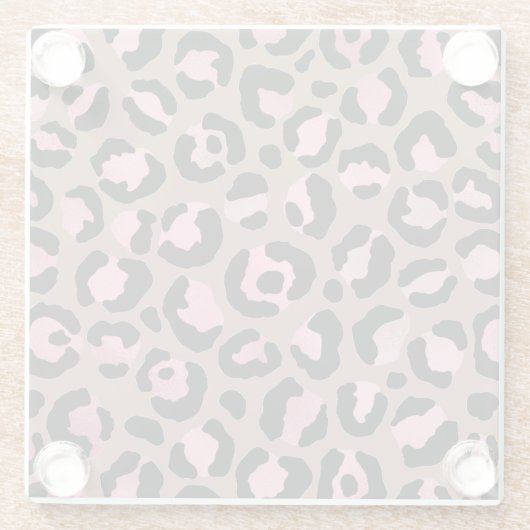 シックなモシャムース、ピンクと黒ヒョウ柄 ガラスコースター (裏面)