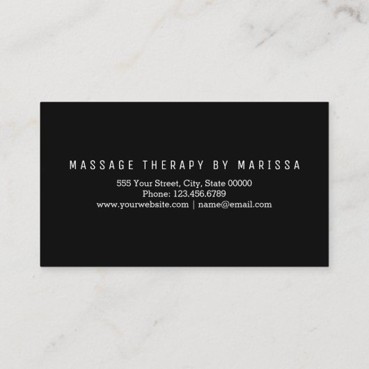シックなモダンのばら色の金ゴールドのシンプルのマッサージセラピスト 名刺 (裏面)