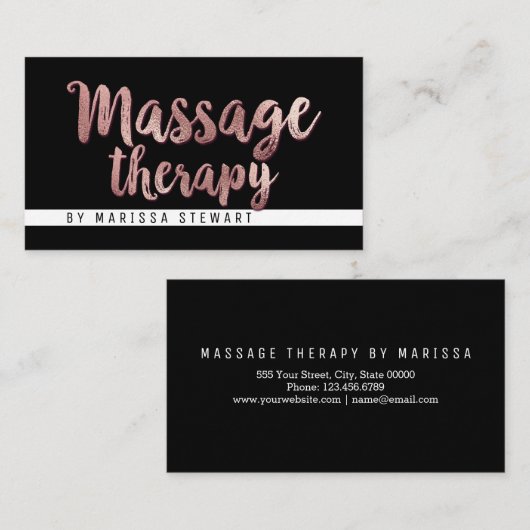 シックなモダンのばら色の金ゴールドのシンプルのマッサージセラピスト 名刺 (正面/裏面)
