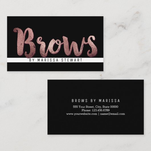 シックなモダンのばら色の金ゴールドシンプルなブラシストローク額 名刺 (正面/裏面)